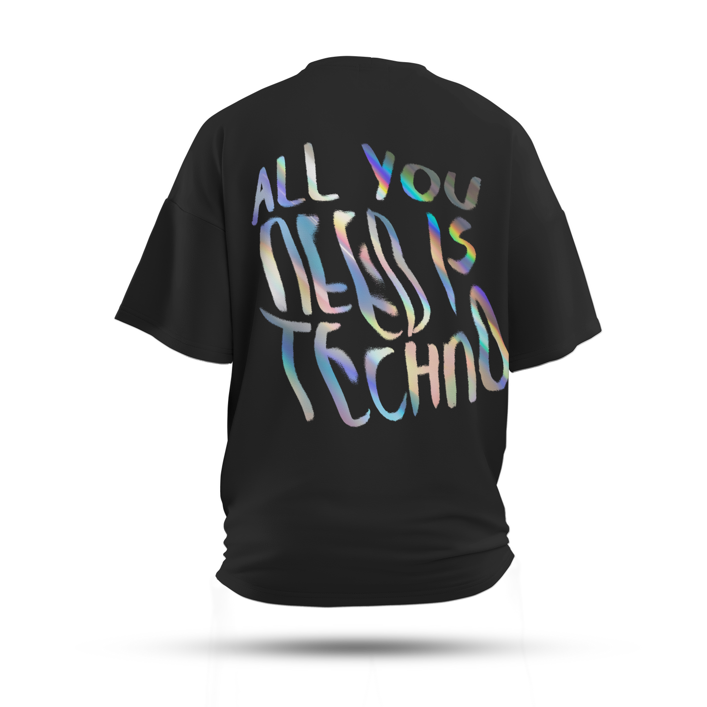 All You Need is Techno Oversized T-Shirt (Rainbow Reflective)