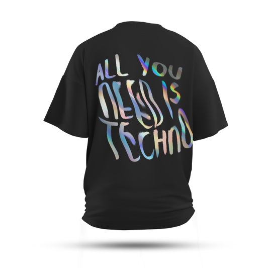 All You Need is Techno Oversized T-Shirt (Rainbow Reflective)