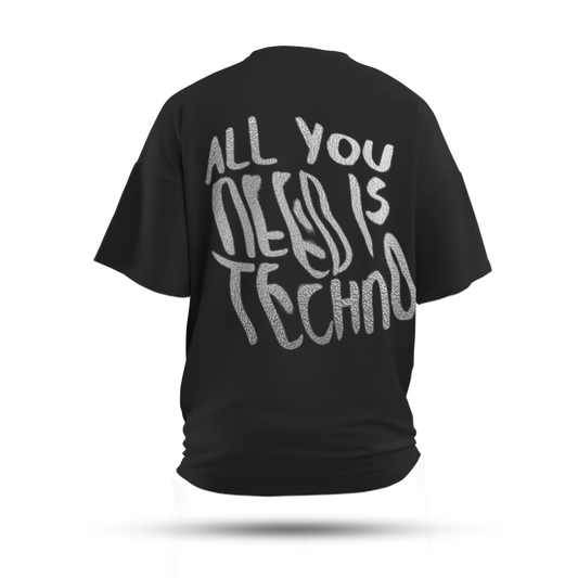 All You Need is Techno Oversized T-Shirt (Reflective Grey)
