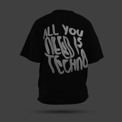 All You Need is Techno Oversized T-Shirt (Reflective Grey)